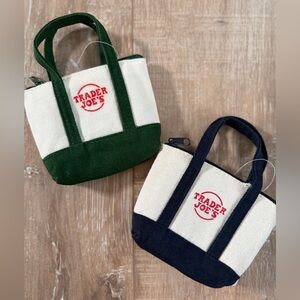 BRAND NEW Trader Joe's Canvas MICRO Tote with grocery bag Set of 2
